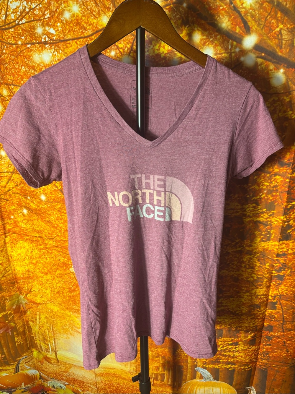 The North Face Women’s V‑Neck Logo Tee — Mauve